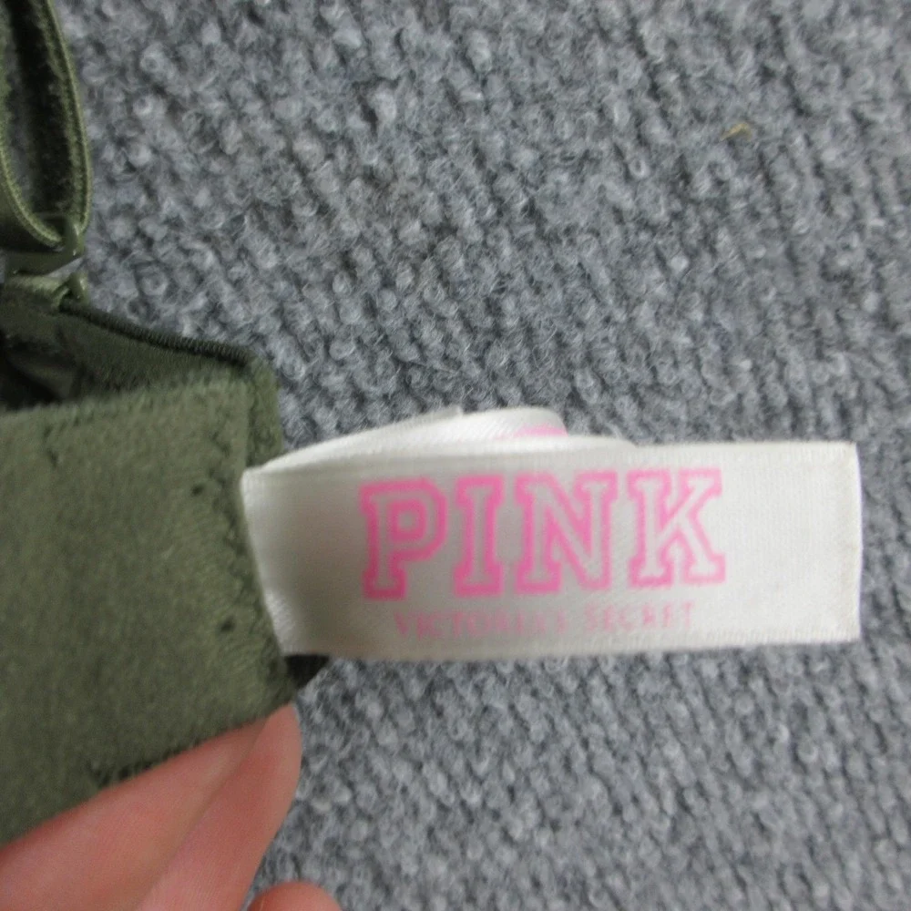 PINK Wear Everywhere Bra Womens 32D Green Lightly Lined Underwire T Shirt